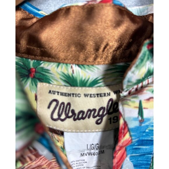 Vtg Wrangler Mens Shirt L Hawaiian Button Up Western‎ Cowboy - Picture 5 of 7